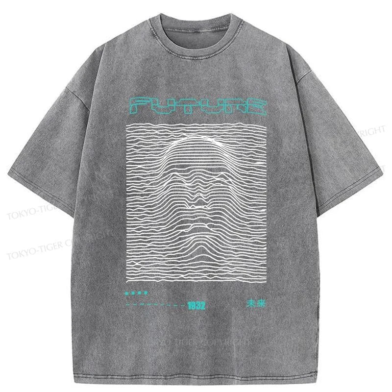 Tokyo-Tiger Future Human Head Line Washed T-Shirt