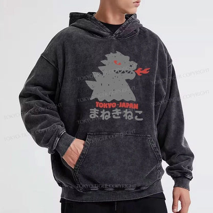 Tokyo-Tiger Japanese Fortune Cat Washed Hoodie