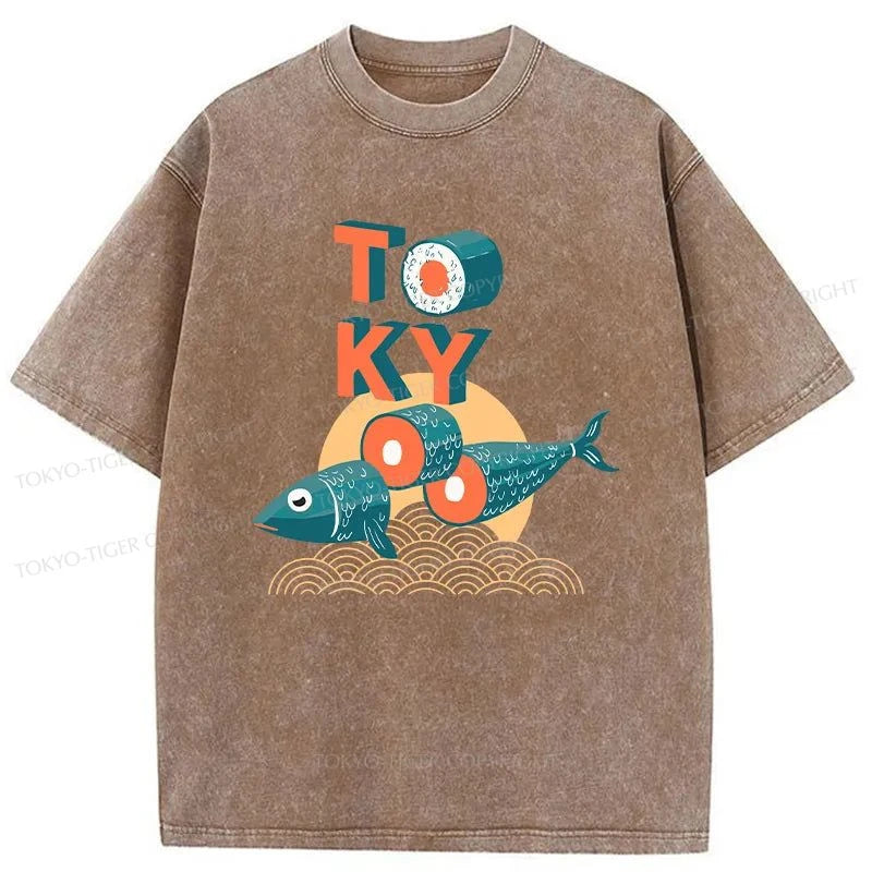 Tokyo-Tiger Japanese Tokyo Tuna Washed T-Shirt