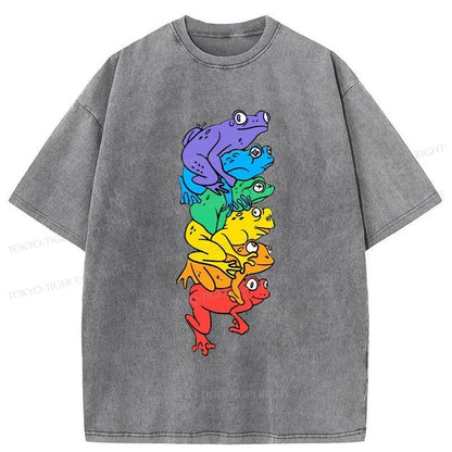 Tokyo-Tiger LGBT Frog Japanese Washed T-Shirt