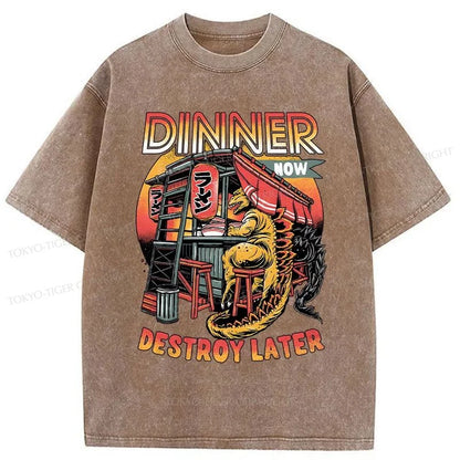 Tokyo-Tiger Dinner Now Destroy Later Washed T-Shirt