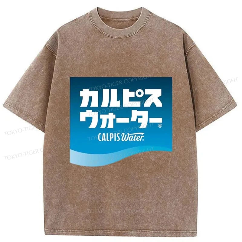 Tokyo-Tiger Calpis Water Premium Logo Washed T-Shirt