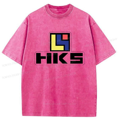 Tokyo-Tiger HKS Retro Logo Racing JDM Washed T-Shirt