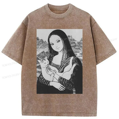 Tokyo-Tiger The Scary Mona Lisa Smile Washed T-Shirt