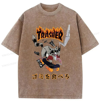 Tokyo-Tiger Skate Fast Eat Trash Washed T-Shirt