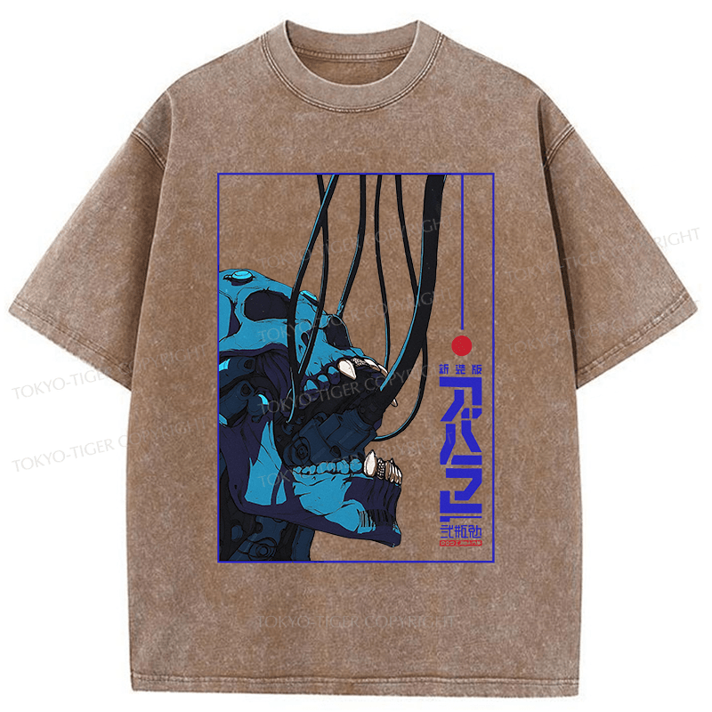 Tokyo-Tiger Skeleton Robot Japanese Washed T-Shirt