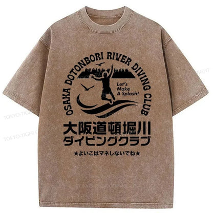 Tokyo-Tiger Osaka Dotonbori Diving Club Washed T-Shirt