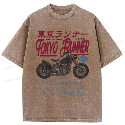 Tokyo-Tiger Motorcycle Japanese Washed T-Shirt