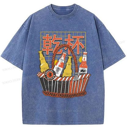 Tokyo-Tiger Have A Beer Together Washed T-Shirt