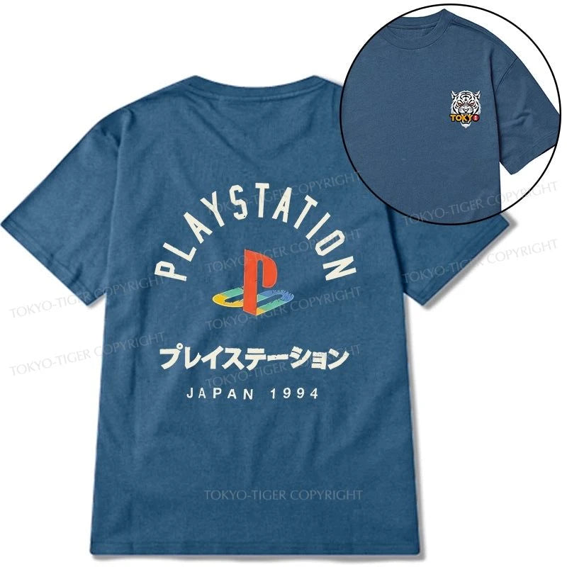 Tokyo-Tiger PlayStation Logo Japan Front Back Classic T-Shirt