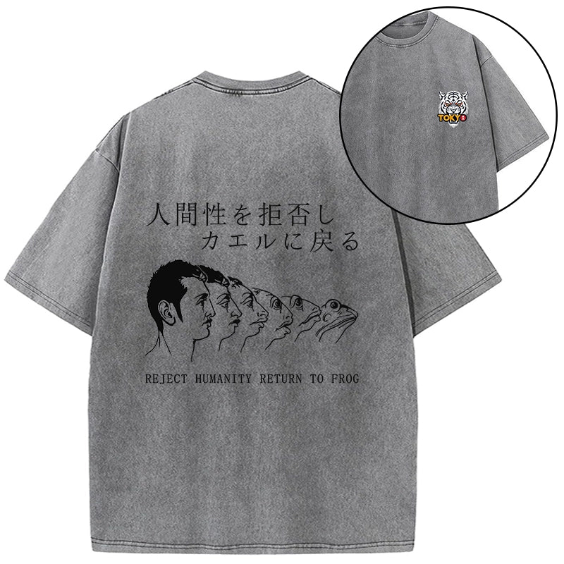 Tokyo-Tiger Return To Frog Front Back Washed T-Shirt