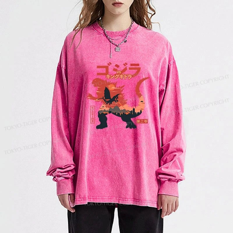 Tokyo-Tiger King of the Monsters Washed Long Sleeve T-Shirt