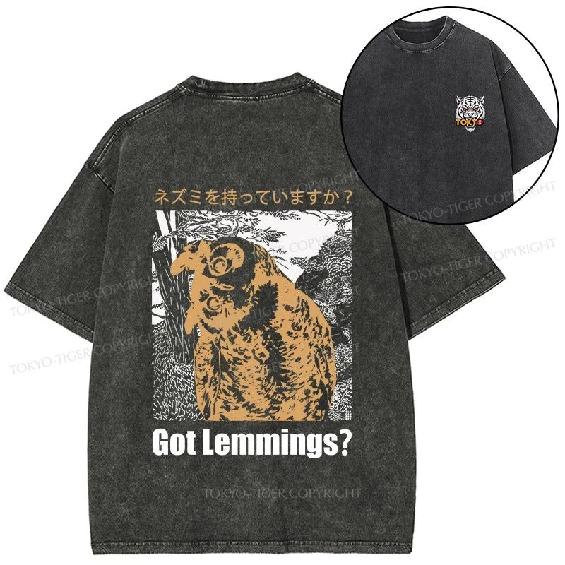 Tokyo-Tiger Do You Have Lemmings Japanese Front Back Washed T-Shirt