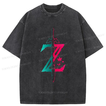 Tokyo-Tiger Magic Sword Anime Japanese Washed T-Shirt