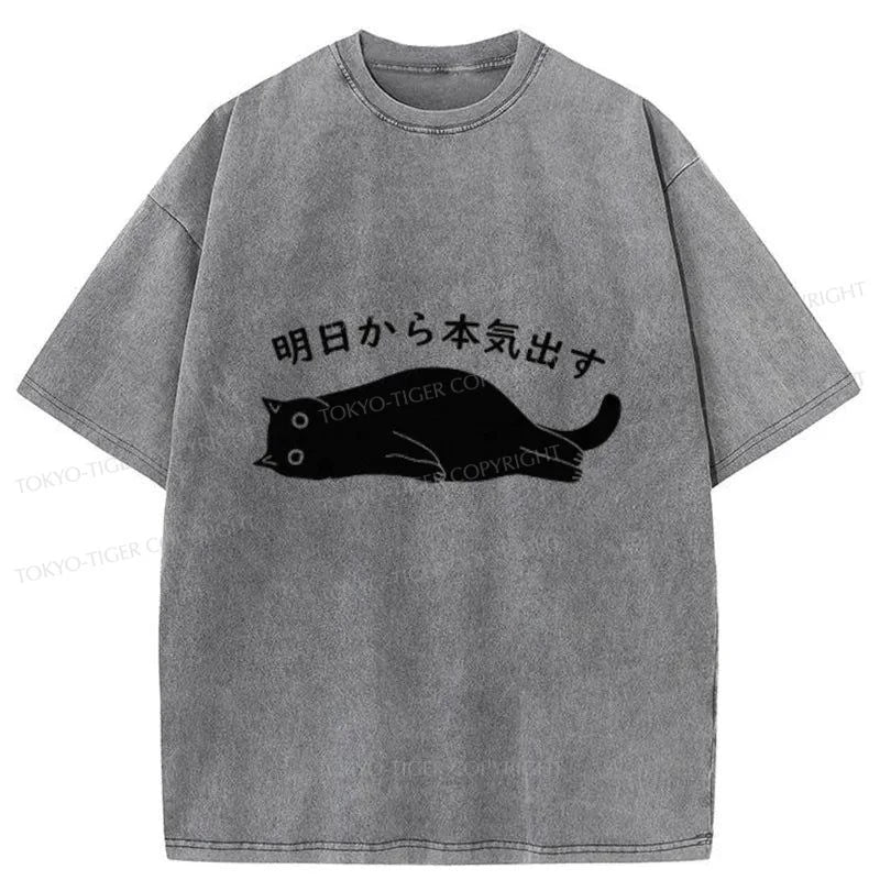 Tokyo-Tiger I'm Going To Get Serious Tomorrow Washed T-Shirt