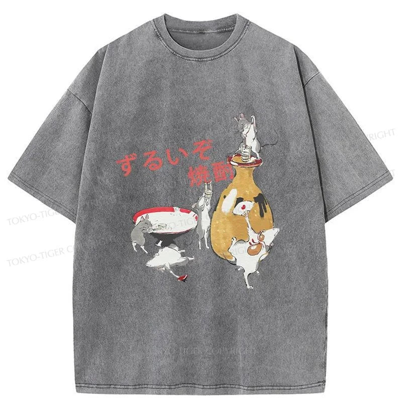 Tokyo-Tiger Rats Who Stole The Wine Washed T-Shirt