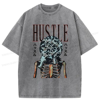 Tokyo-Tiger Hustle Skull Japanese Washed T-Shirt