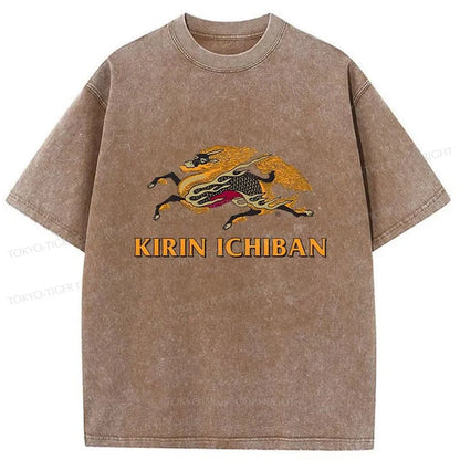 Tokyo-Tiger Japanese Kirin Beer Logo Washed T-Shirt