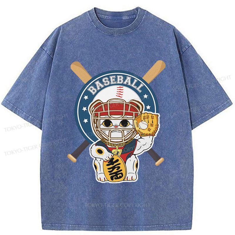 Tokyo-Tiger Janpaese Baseball Cat Washed T-Shirt