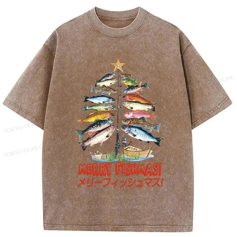 Tokyo-Tiger Christmas Tree Fish Washed T-Shirt