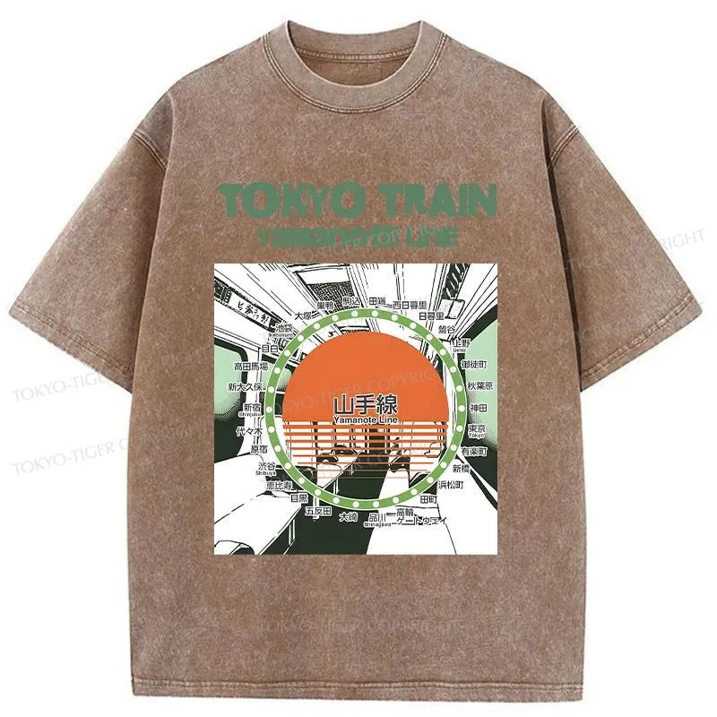 Tokyo-Tiger Yamanote Line Washed T-Shirt