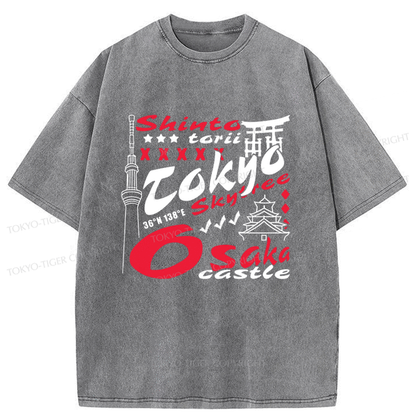 Tokyo-Tiger Iconic Places In Japan Washed T-Shirt