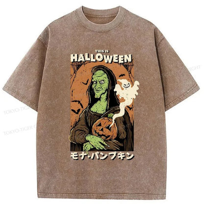 Tokyo-Tiger Mona Lisa Smile On Halloween Washed T-Shirt