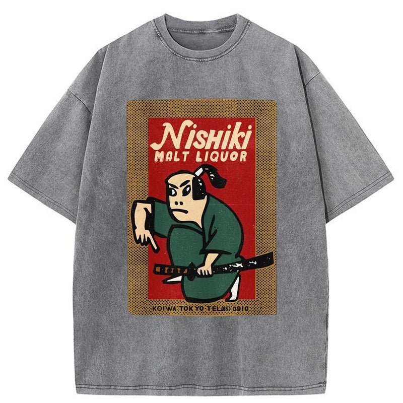 Tokyo-Tiger Samurai Holding Sword Washed T-Shirt