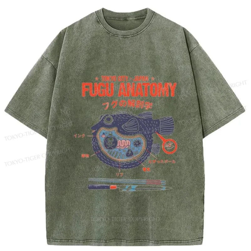 Tokyo-Tiger Fugu Anatomy Washed T-Shirt