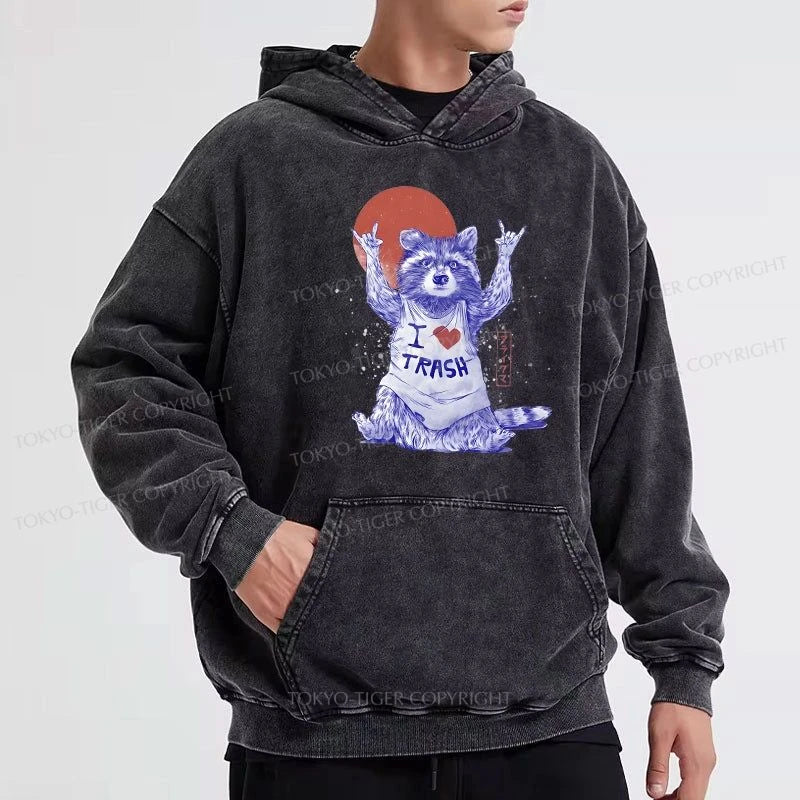 Tokyo-Tiger I love Trash Washed Hoodie