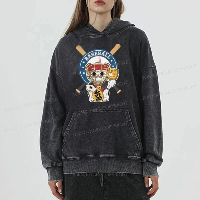 Tokyo-Tiger Janpaese Baseball Cat Washed Hoodie