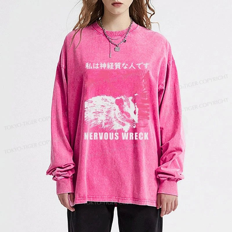 Tokyo-Tiger Nervous Wreck Washed Long Sleeve T-Shirt