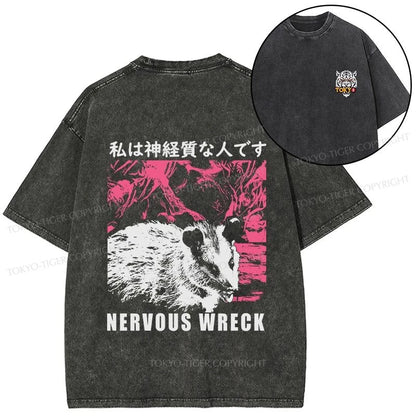 Tokyo-Tiger Nervous Wreck Front Back Washed T-Shirt