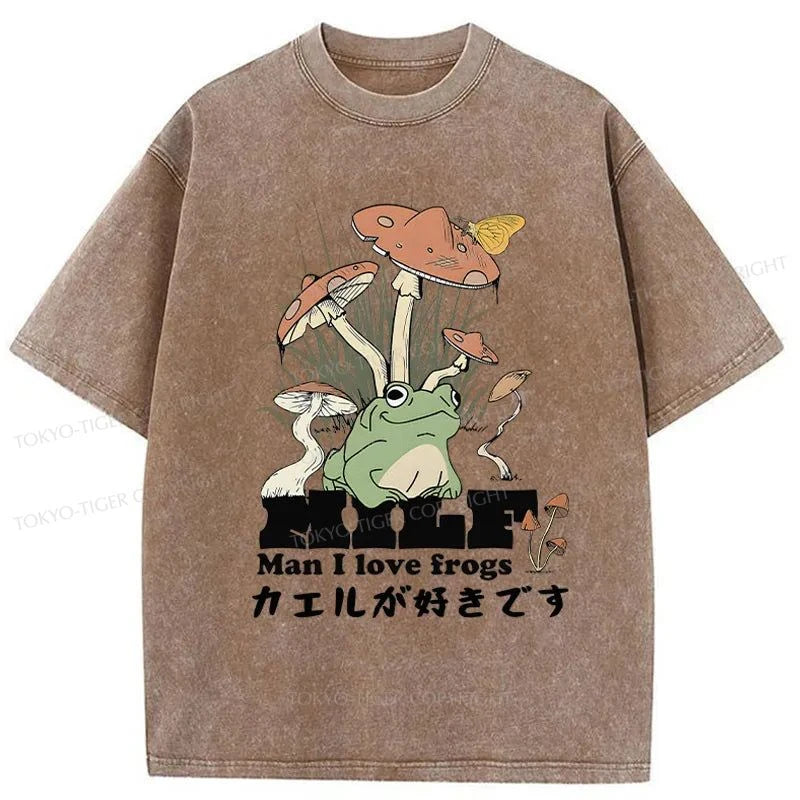 Tokyo-Tiger Man I Love Frogs Washed T-Shirt