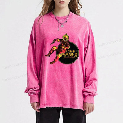 Tokyo-Tiger Skeleton Astronaut Washed Long Sleeve T-Shirt