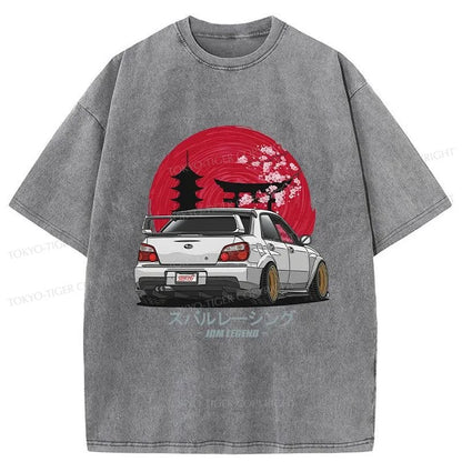 Tokyo-Tiger Subaru Racing Car Japanese Washed T-Shirt