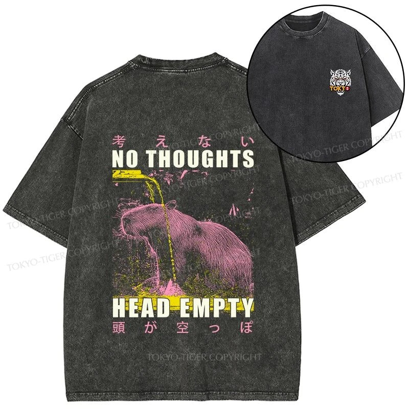 Tokyo-Tiger No Thoughts Head Empty Front Back Washed T-Shirt