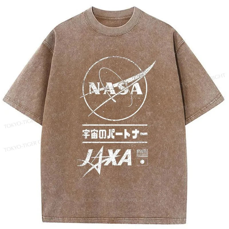 Tokyo-Tiger NASA JAXA Space Partners Washed T-Shirt