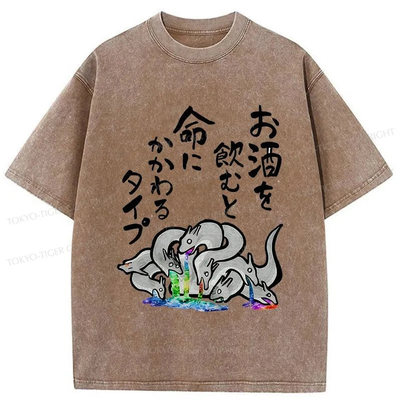 Tokyo-Tiger Drunken Yamata No Orochi Washed T-Shirt