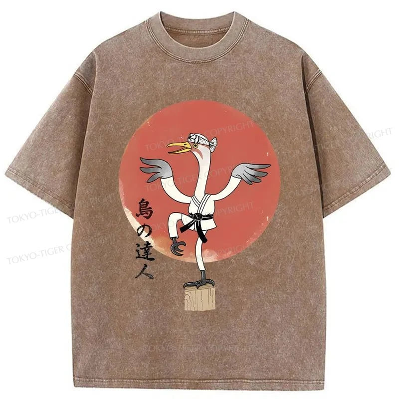 Tokyo-Tiger Karate Crane Japan Washed T-Shirt