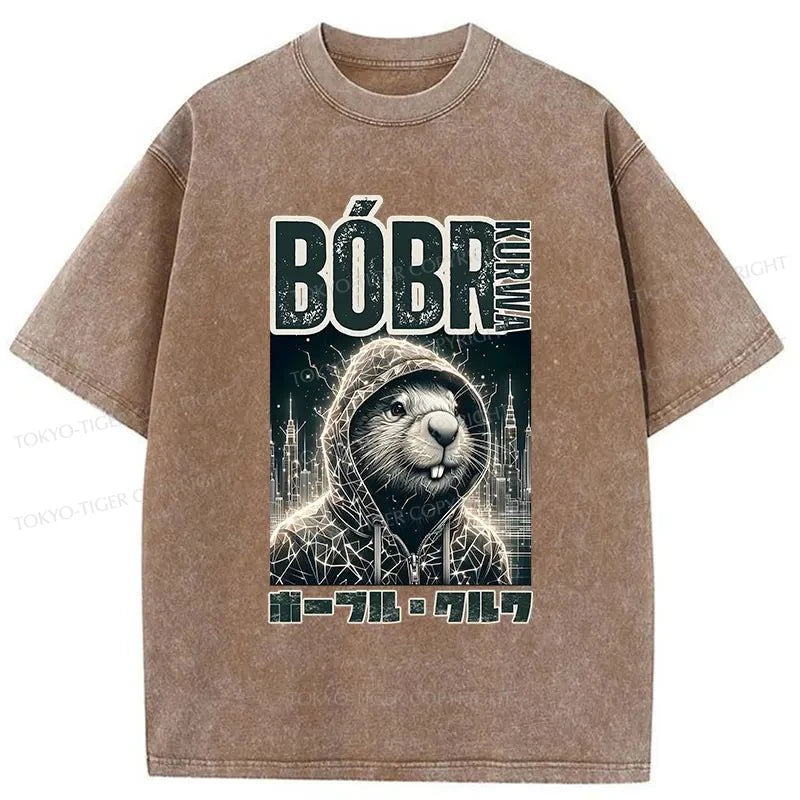 Tokyo-Tiger Bóbr Kurwa Japanese Washed T-Shirt