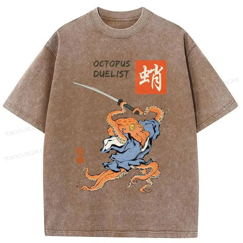 Tokyo-Tiger Octopus Warrior Washed T-Shirt