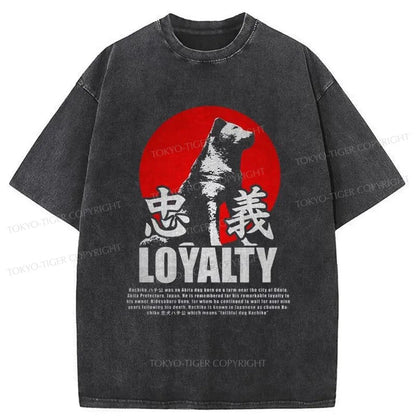 Tokyo-Tiger Hachiko Loyalty Dog Japanese Washed T-Shirt