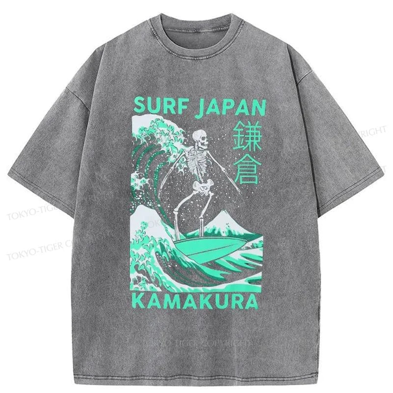 Tokyo-Tiger Surf Japanese Skeleton Washed T-Shirt