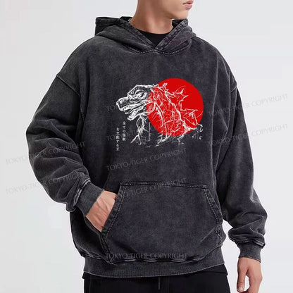 Tokyo-Tiger Monster Japanese Anime Washed Hoodie