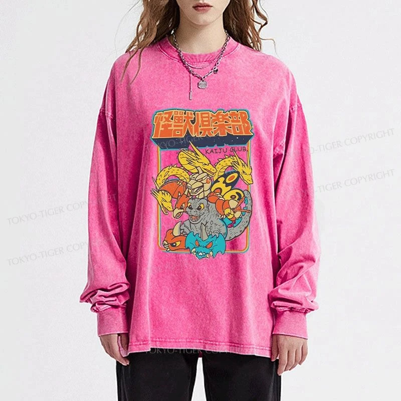 Tokyo-Tiger Kaiju Club Japanese Washed Long Sleeve T-Shirt