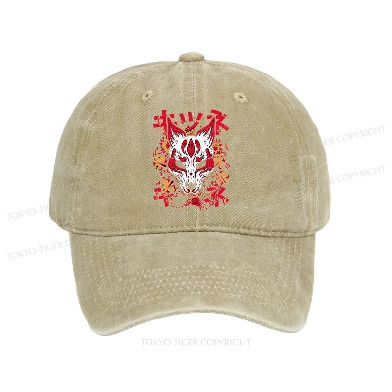 Tokyo-Tiger Japanese Kitsune Mask Washed Cap