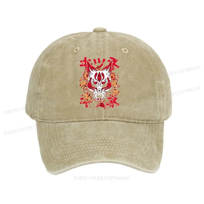 Tokyo-Tiger Japanese Kitsune Mask Washed Cap