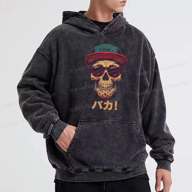 Tokyo-Tiger Fashion Skull Japanese Washed Hoodie