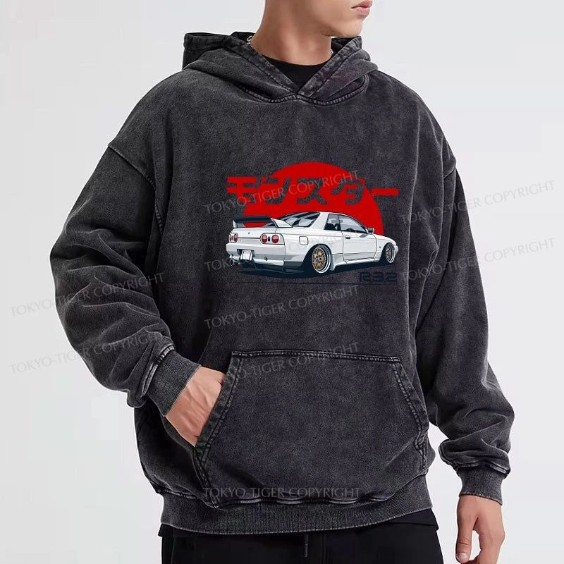 Tokyo-Tiger Monster. Skyline R32 GTR Washed Hoodie